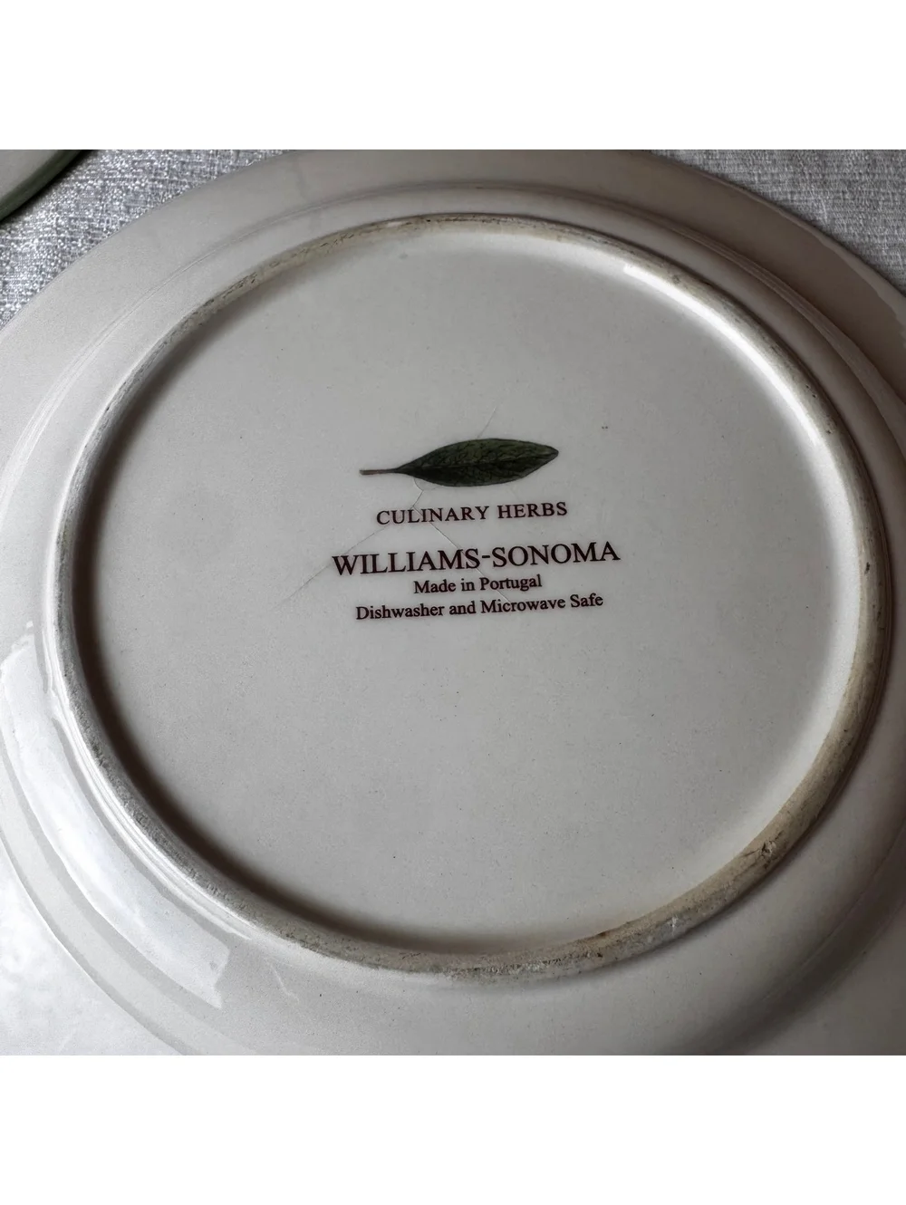 Vintage Williams Sonoma Culinary Herbs Plates Set Of 2 Thyme Borage 9 Inch
